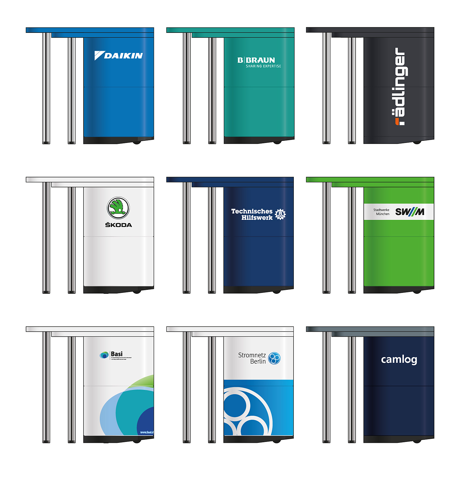 Messetheke mit Logo, Tablethalter, Display