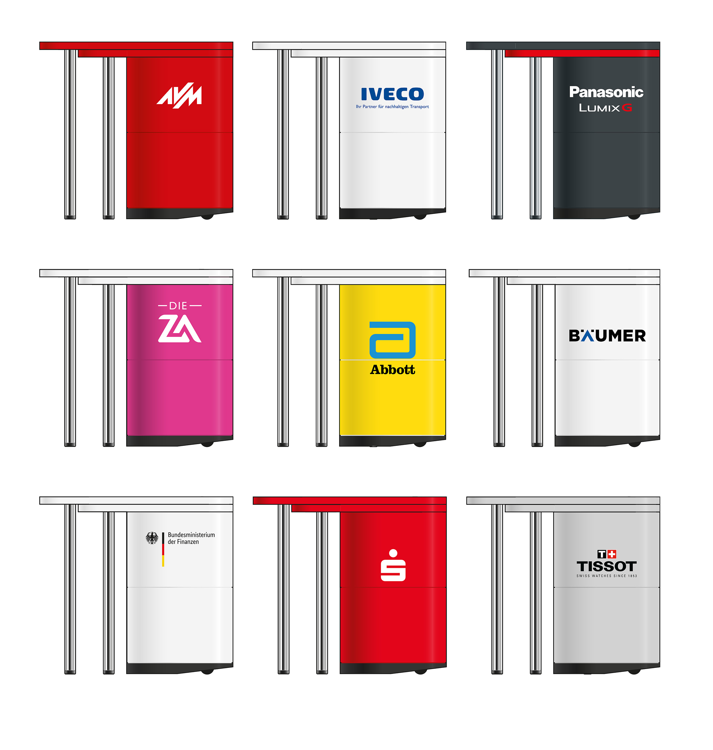 Messetheke Standardfarbe Weiß plus Grafik